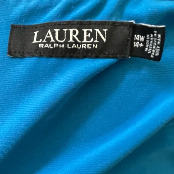 Lauren Ralph Lauren Blue White Floral Flounce Sleeve Maxi Dress 14W - Picture 4 of 6